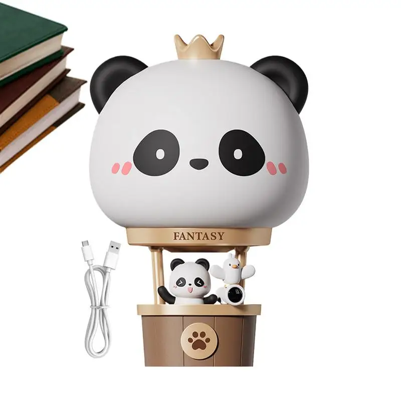 Panda Night Light Panda Hot Air Balloon Table Lamp For Bedroom 3-Gear Dimmable Lamp Rechargeable Atmosphere Light For Bedroom