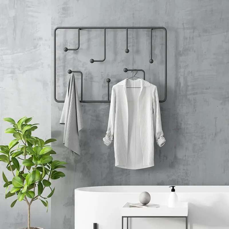 Minimalist Wind Iron Art Wall Coat Rack Modern Nordic Hanging Hook Clothes Home Wall Bedroom Hanging Clothes Shelf