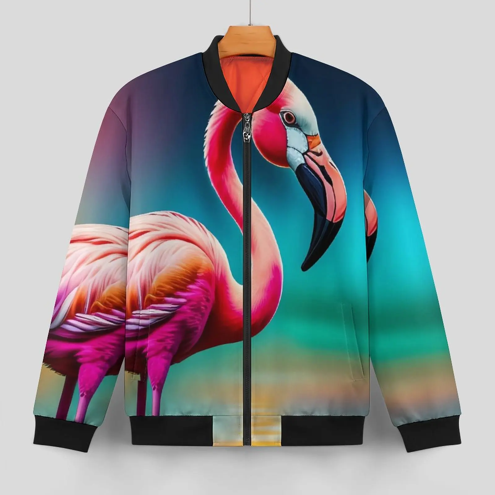 Flamingo with Blue Sky Sun Casual Jackets Male  Coats Winter Aesthetic Jacket Waterproof Pattern Outerwear Clothes Plus Size 5XL