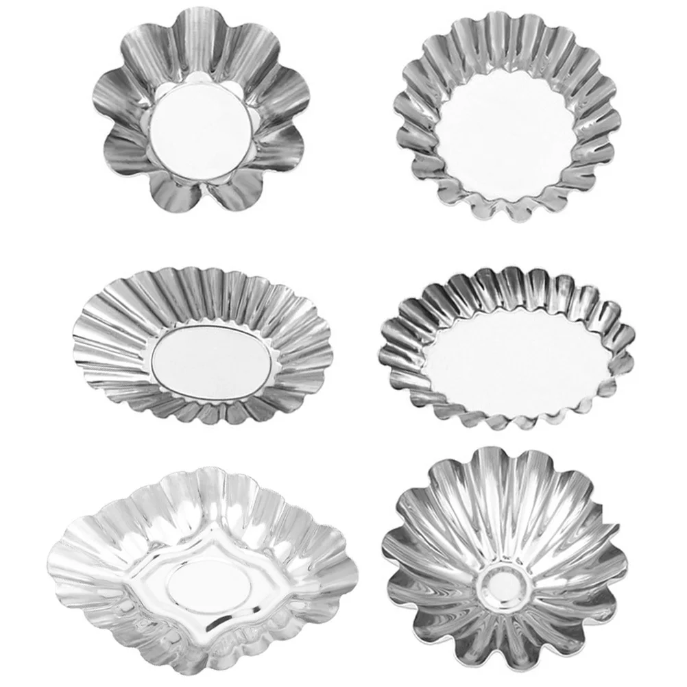 

6Pcs Stainless Steel Egg Tart Baking Molds Decorative Creative Kitchen Mold Multi-Purpose Tart Mold for Home Restaurant Bakery