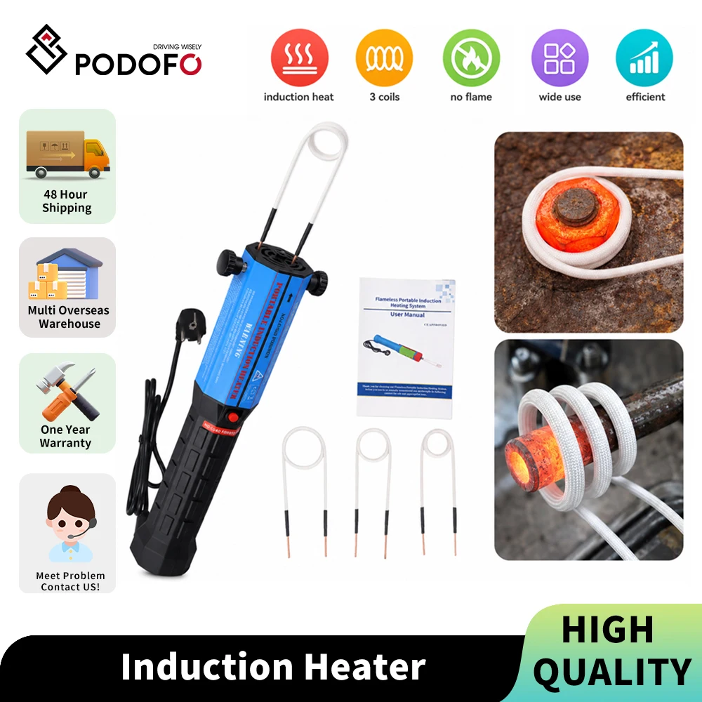 Chauffe-électroinducteur magnétique Podofo pour déboulonnage, Nouvel outil d'induction thermique haute puissance 1300W pour l'élimination des vis rouillées, Outil de démontage d'écrous