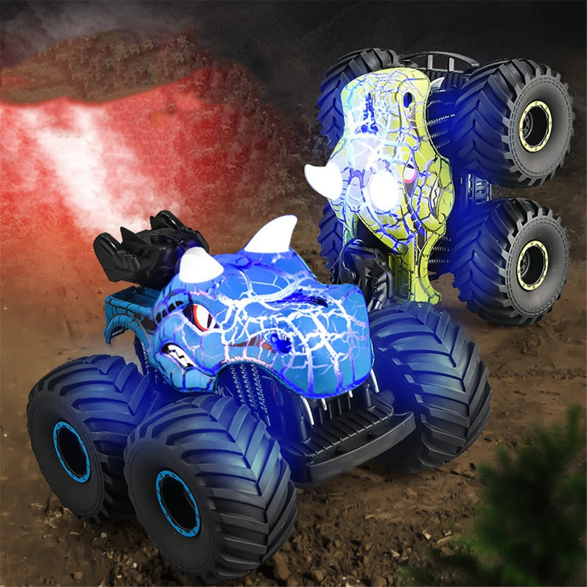 A52M-Jouets de voiture dinosaure télécommandés les plus vendus pour enfants garçons, camion RC 2,4 GHz vert