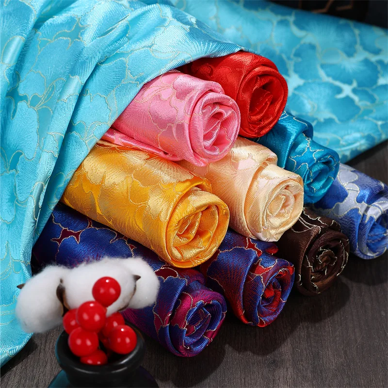 

200X75 см жаккардовая шелковая ткань с кленовыми листьями для шитья своими руками, скатерть, диванная подушка, традиционный китайский материал платья Hanfu Qipao