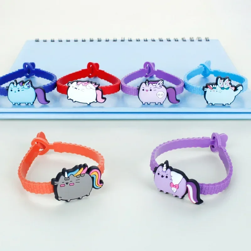 Pusheen Kids Bracelet Cartoon Anime Figures Fat Cats PVC Silicone Soft Rubber Wristband Bangle Ornament Birthday Christmas Gifts