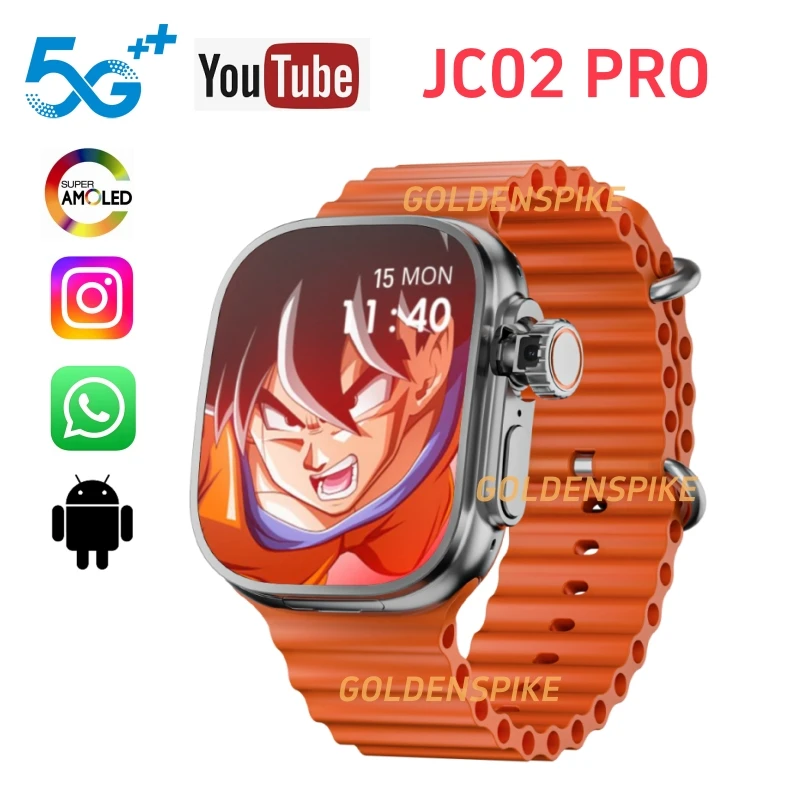 

JC02 Pro Смарт-часы 2,2-дюймовый Amoled 4G/5G WIFI GPS изогнутый экран 480*520 Дисплей Приложение Загрузка Android 10 Smartwatch с SIM-картой