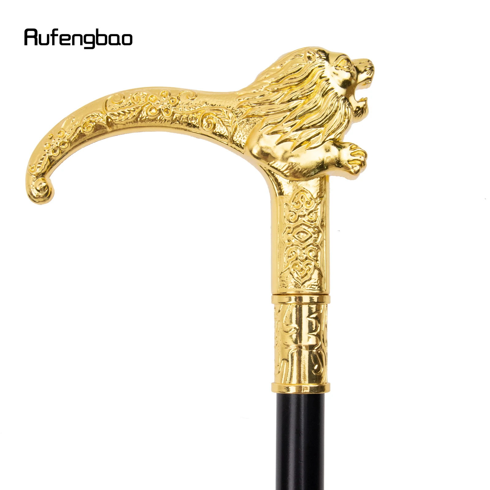 Bastão com Punho de Leão Dourado, Botão Crosier Elegante, Bastão Decorativo de Festa, Punho Fashion Luxo, 95cm