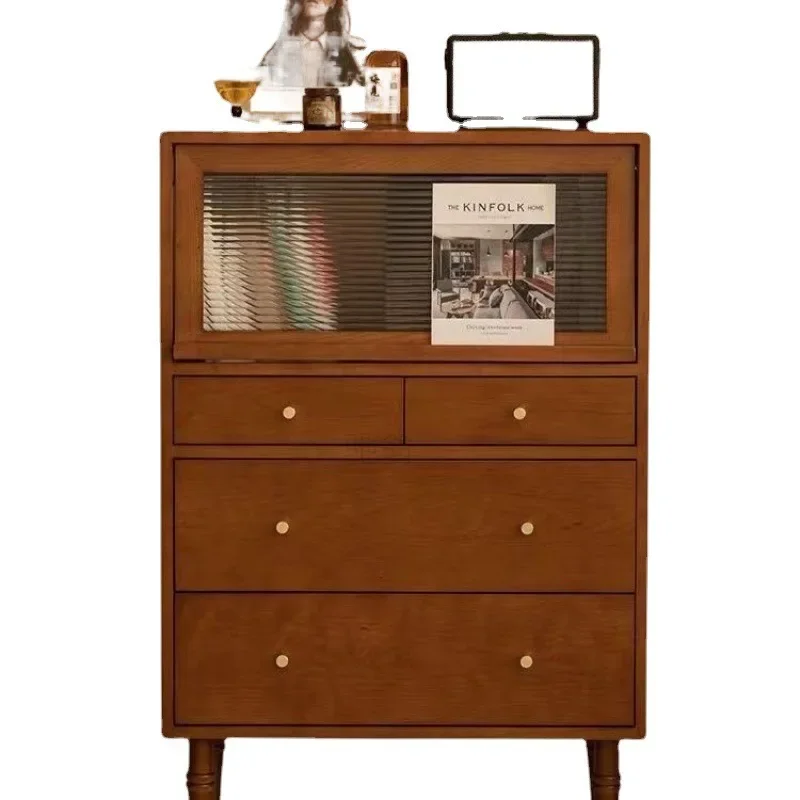 

Solid wood medieval wardrobe, living room, sofa side cabinet, magazine cabinet, vintage flap door, small apartment