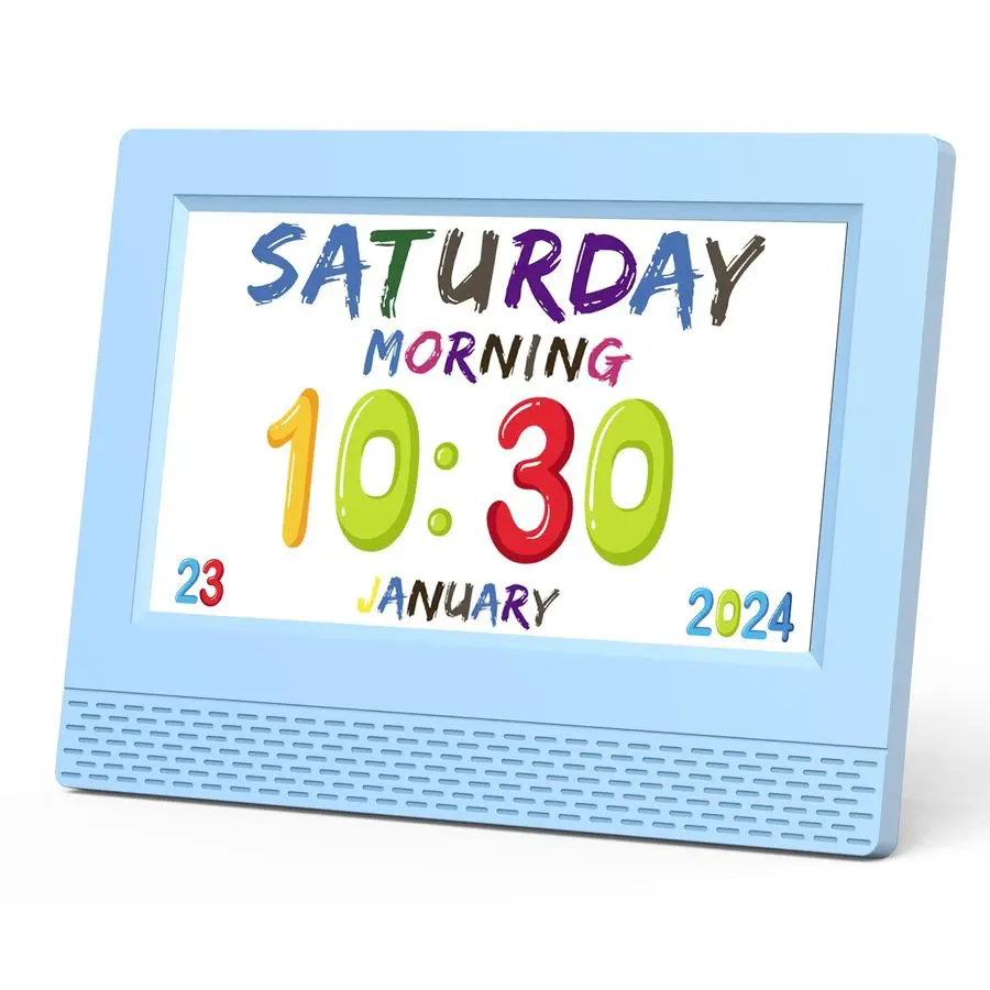 

Цветной цифровой будильник, 7 больших светодиодных дисплеев времени, детский тренажер сна, цифровые часы для ухода за глазами для спальни девочек и мальчиков