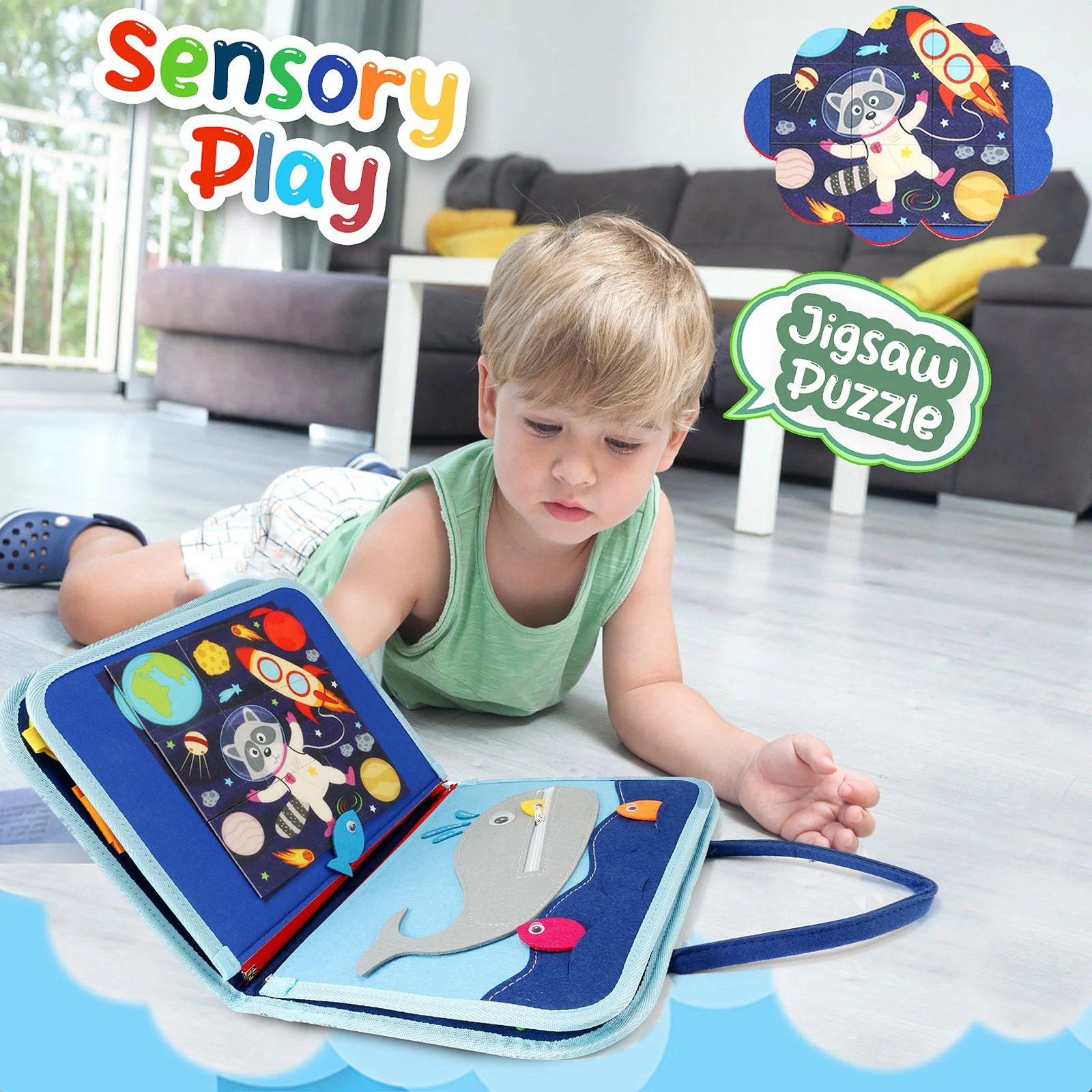 

Busy Board Sensory Activity - Montessori Toys Airplane Travel Essentials Road Trip Games Quiet Book Birthday Gifts Learning Toy