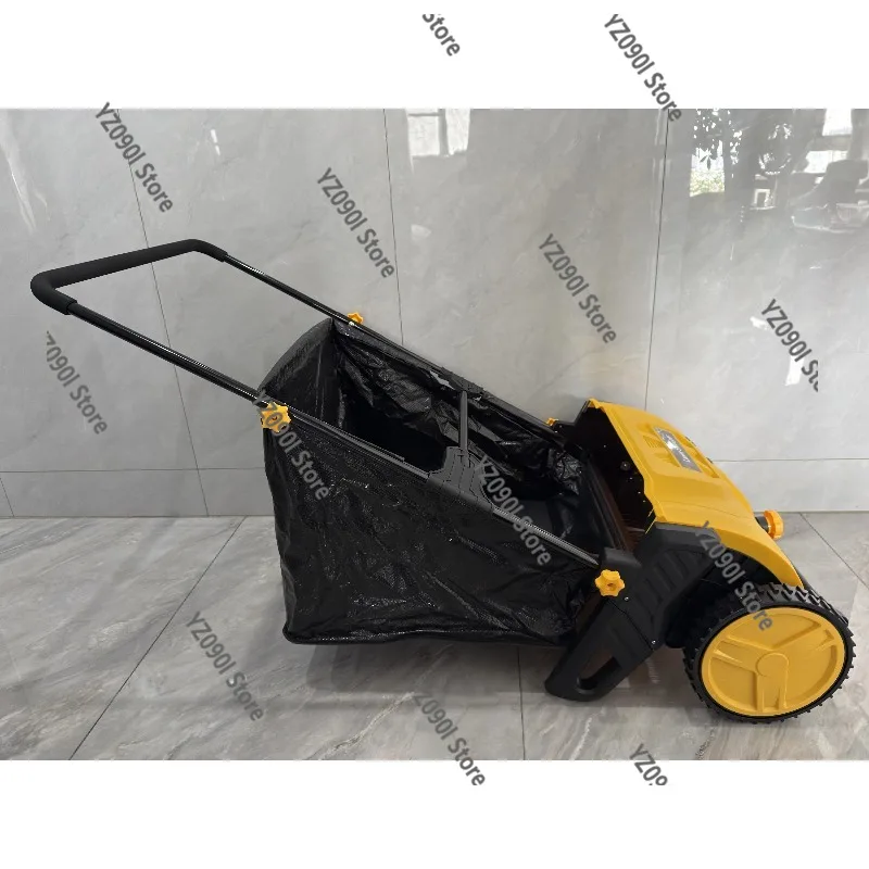 

Spinning Brushes Lawn Sweeper Large Mesh Hopper Push Leaf & Grass Collector
