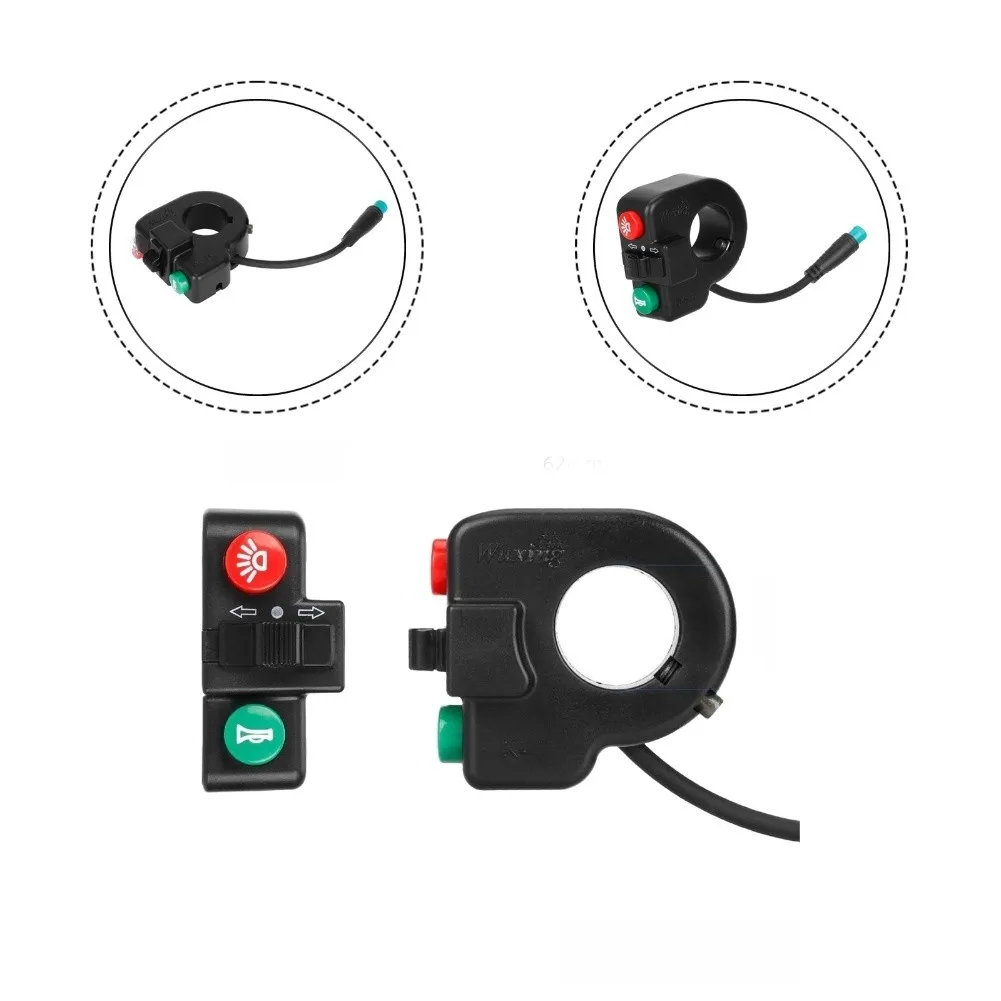 

Switch Button Multi-Function Control Headlight FOR HORN Turn Signal Functions For Adult Electric Bikes And Scooters Black ABS