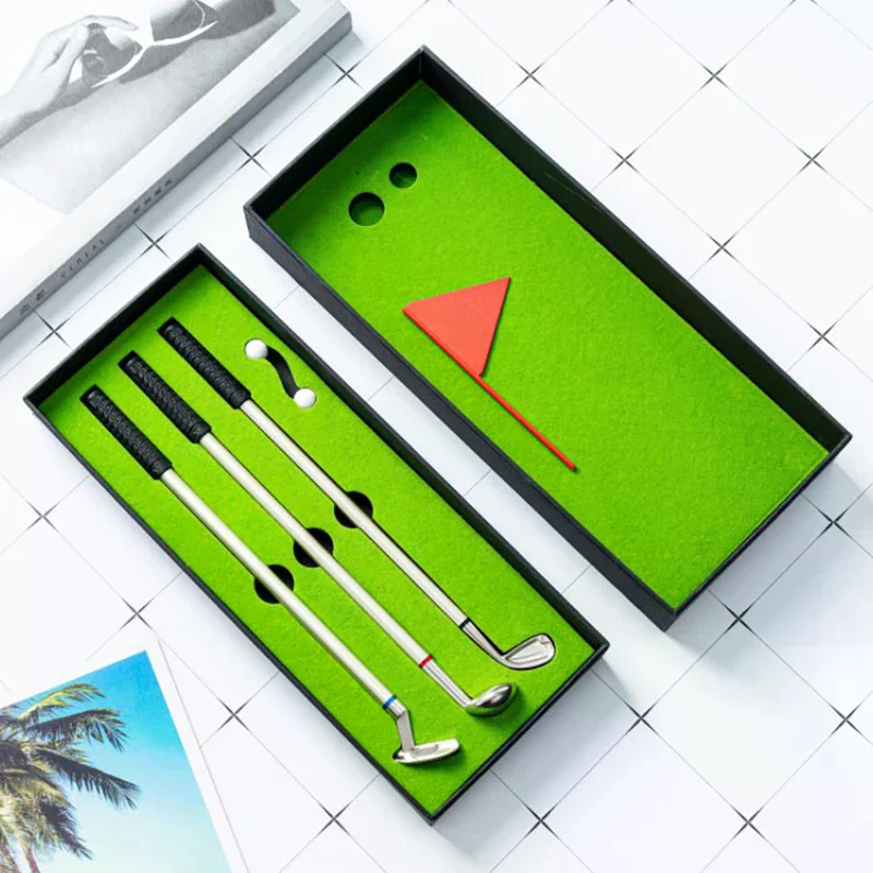 Luxury Golf Gift Ballpoint Pens Set Desktop Mini Golf Green Metal Pen Personalized Custom Logo Name Teacher Gift School Supplies