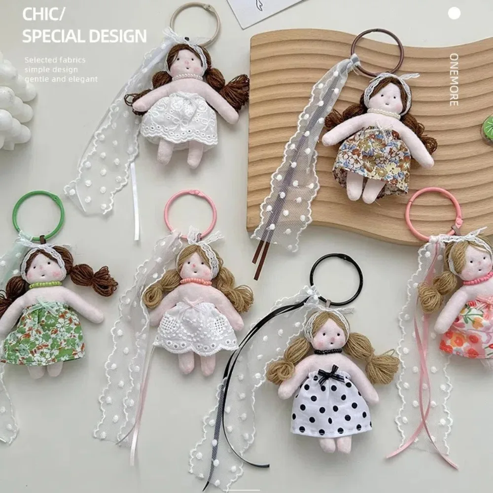 Fashion Princess Girl Shaped Girl Keyrings Car Pendant with Lace Florals Dress Bag Bag Ornament Girl Shaped Bag