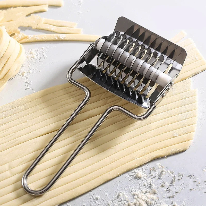 Cortador de fideos Manual de acero inoxidable, prensado de fideos instantáneos, masa, ajo, jengibre, rodillo de corte, Gadgets de Pasta de cocina