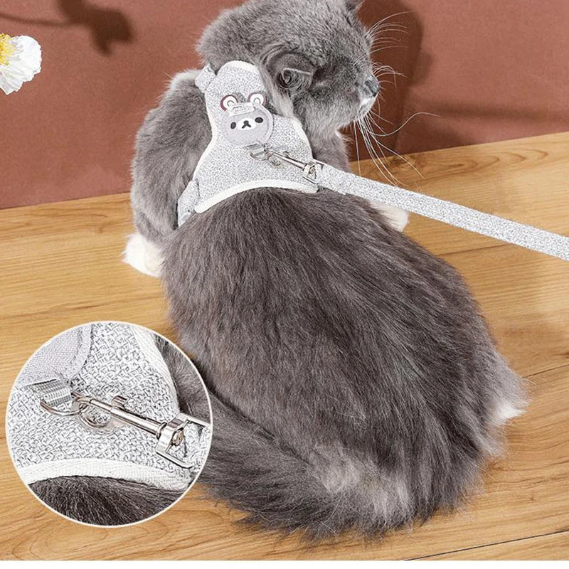 Cat Harnesses With Belt For Puppy Dog Leash Cute Vest For Small Pets Collar Polyester Adjustable Mesh Harness Pet Accessories