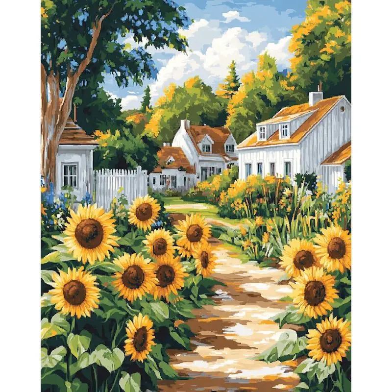 

RUOPOTY Painting By Numbers Diy Forest Path Paint By Numbers Landscape Kit For Adults Decorative