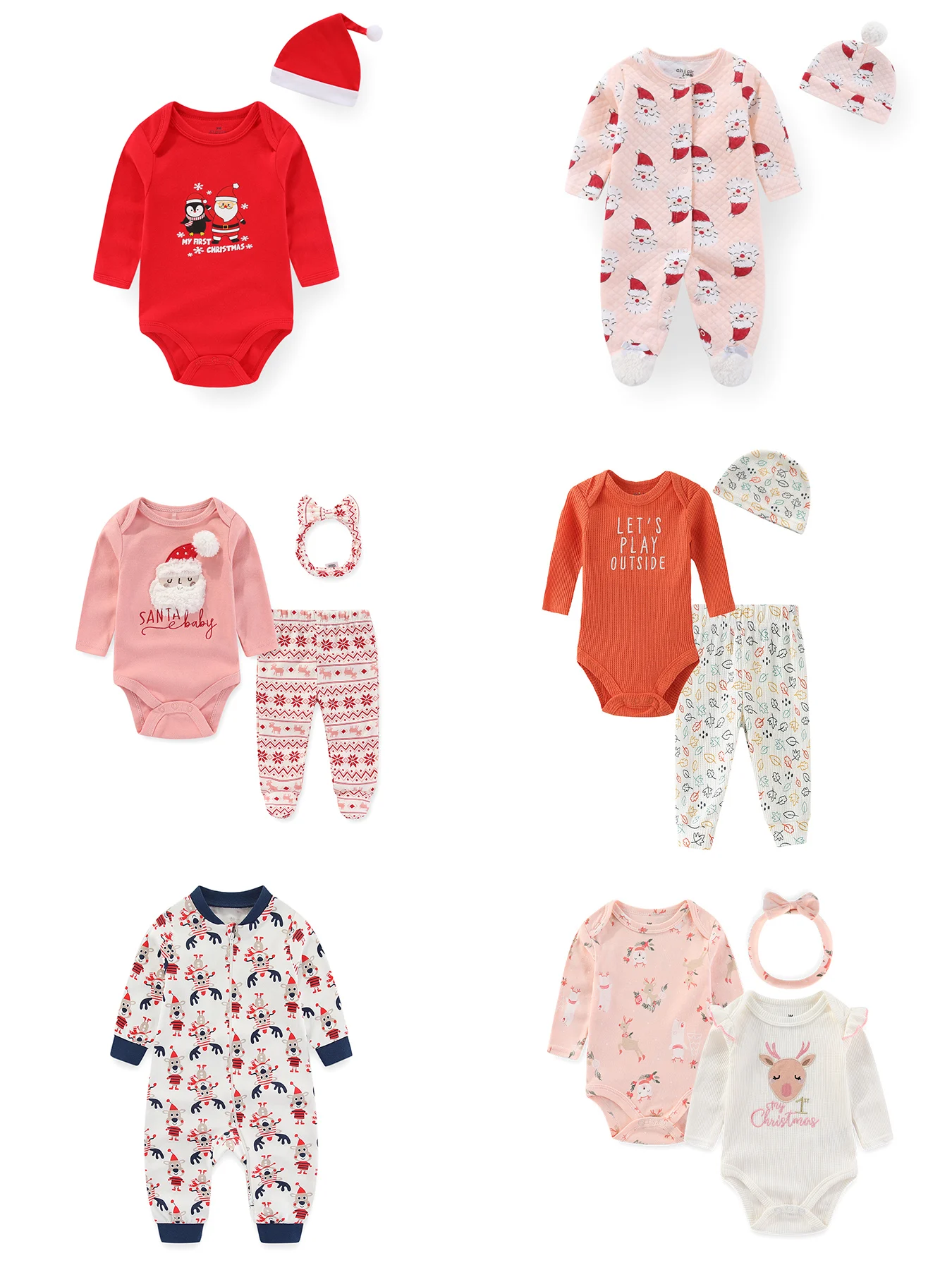 

Модный комплект детской первой рождественской одежды, хлопковые мягкие комбинезоны для новорожденных мальчиков и девочек, праздничное платье с длинными рукавами для младенцев, наряды