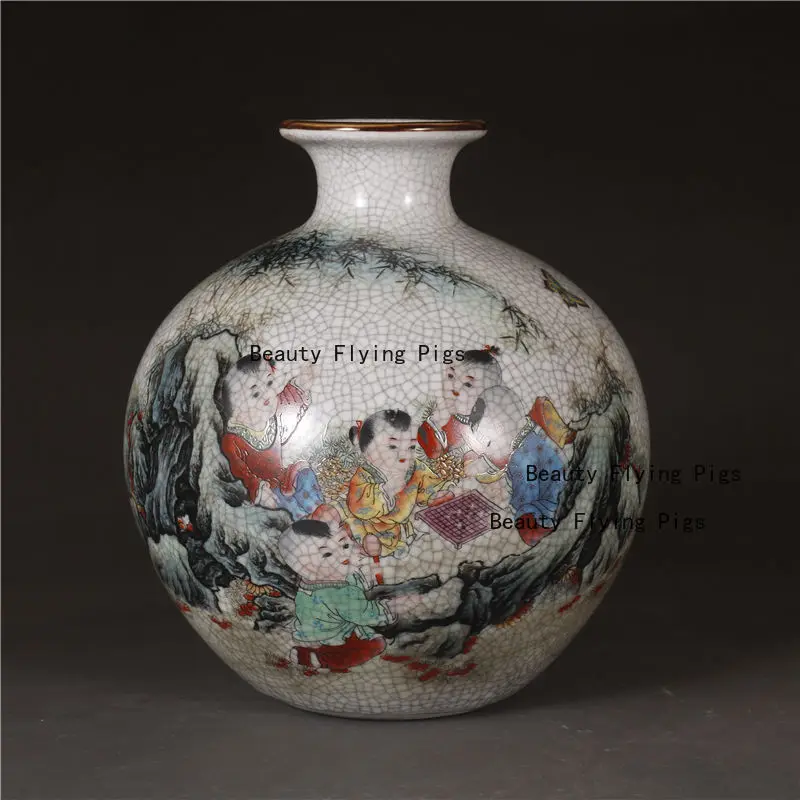 Blue and white ancient porcelain Jiangnan water town patterns ceramic vases home bookcases home decoration ornaments