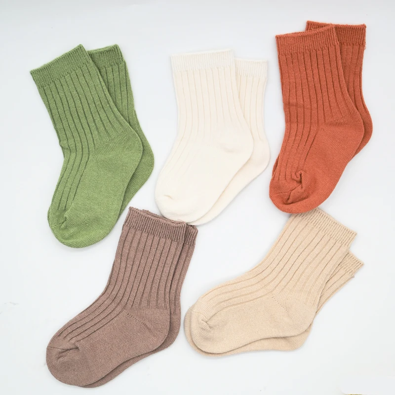 5Pairs/lot Baby Socks for Kids Girls Boy Cotton Stripe Solid Spring Autumn Toddler Knitted Socks Newborn Children Socks Clothes