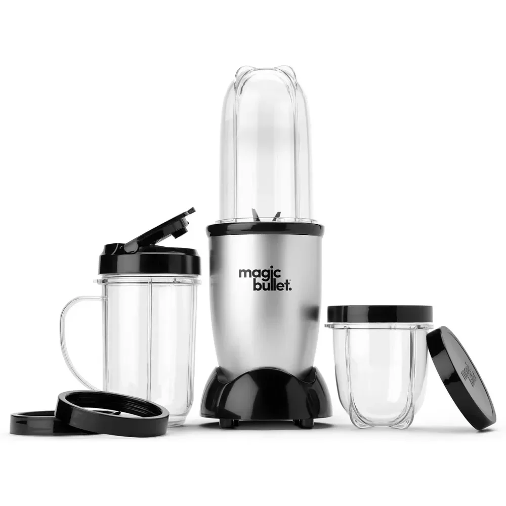 Frullatore Magic Bullet, piccolo, argento, set da 11 pezzi, frullatore portatile spremiagrumi erba di grano