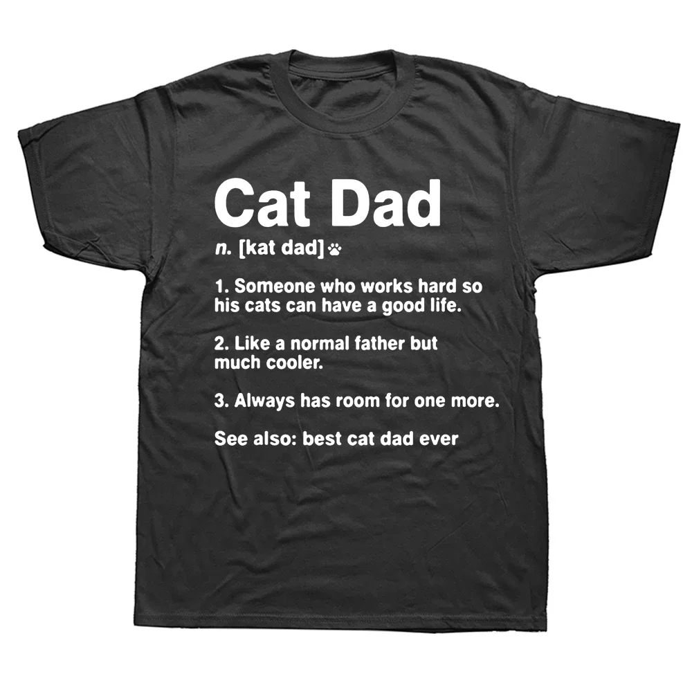 Cotton T Shirt Family Cat Dad Definition Funny Meaning Shirt Cat Lover Father Gift Camisas Hombre Funny Men's Top T-Shirts