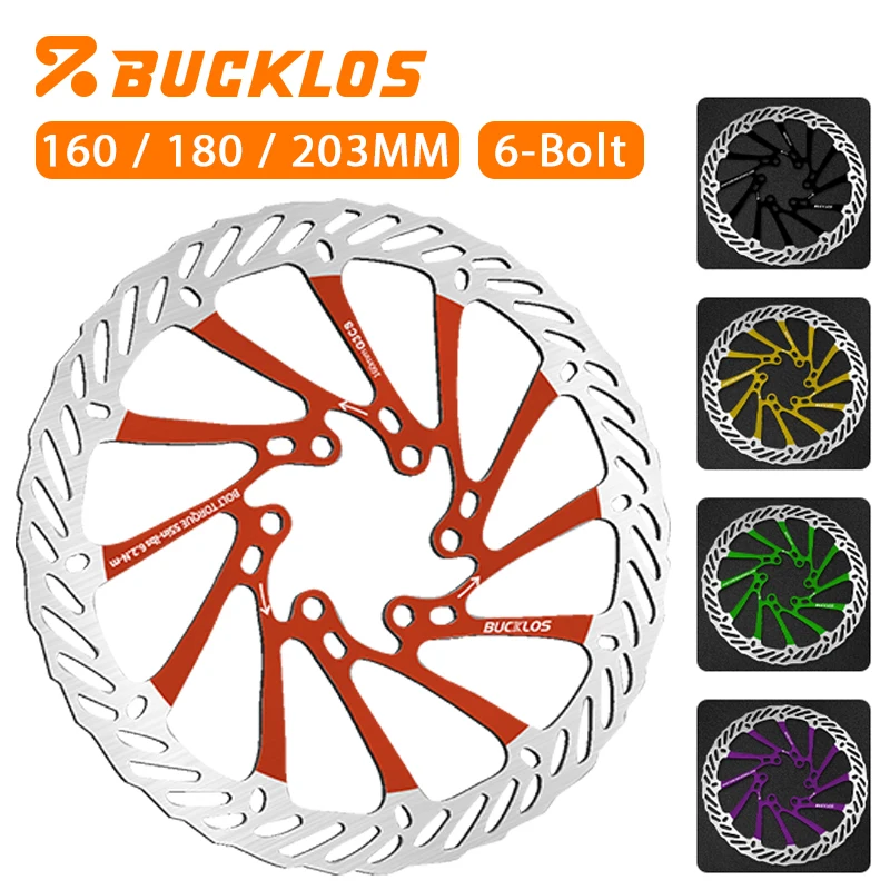 

BUCKLOS Велосипедный тормозной диск 160 мм 180 мм 203 мм Сверхлегкий дисковый ротор MTB велосипед Гидравлический дисковый тормоз Ротор 6 отверстий Велосипедный тормоз