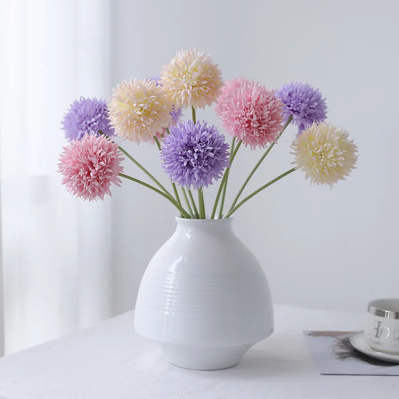 

20Pc/lot Artificial Silk Flower Onion Ball Wedding Backdrop Decor Flower Arrangement Fake Dandelion Home Decoration Party Floral
