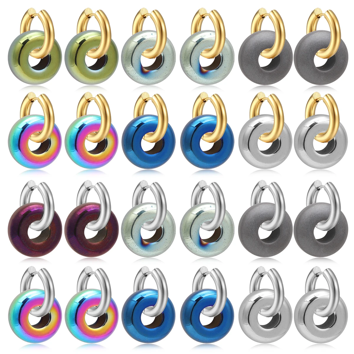 Classic Hematite Energy Black Gallstones Round Bead Stainless Steel Earrings For Health And Weight Loss Men Earrings