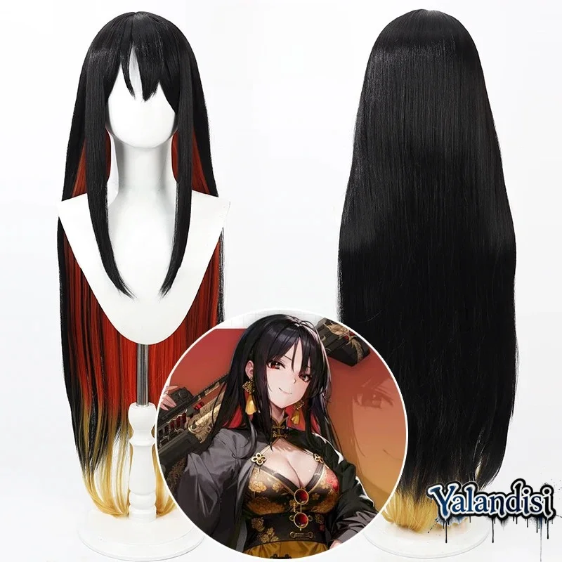 Yalandisi& Moran Cosplay Wig 80cm Black Red Yellow Heat Resistant Synthetic Hair Halloween Con Party Role Play Moran Cosplay Wig