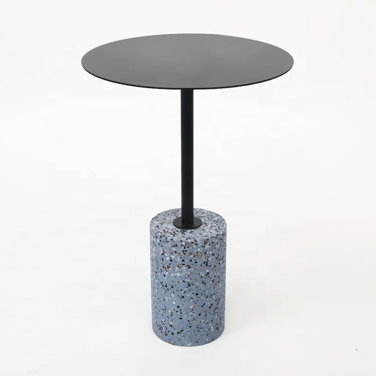 Modern minimalist creative luxury living room terrazzo stand round side table natural marble wholesale customization