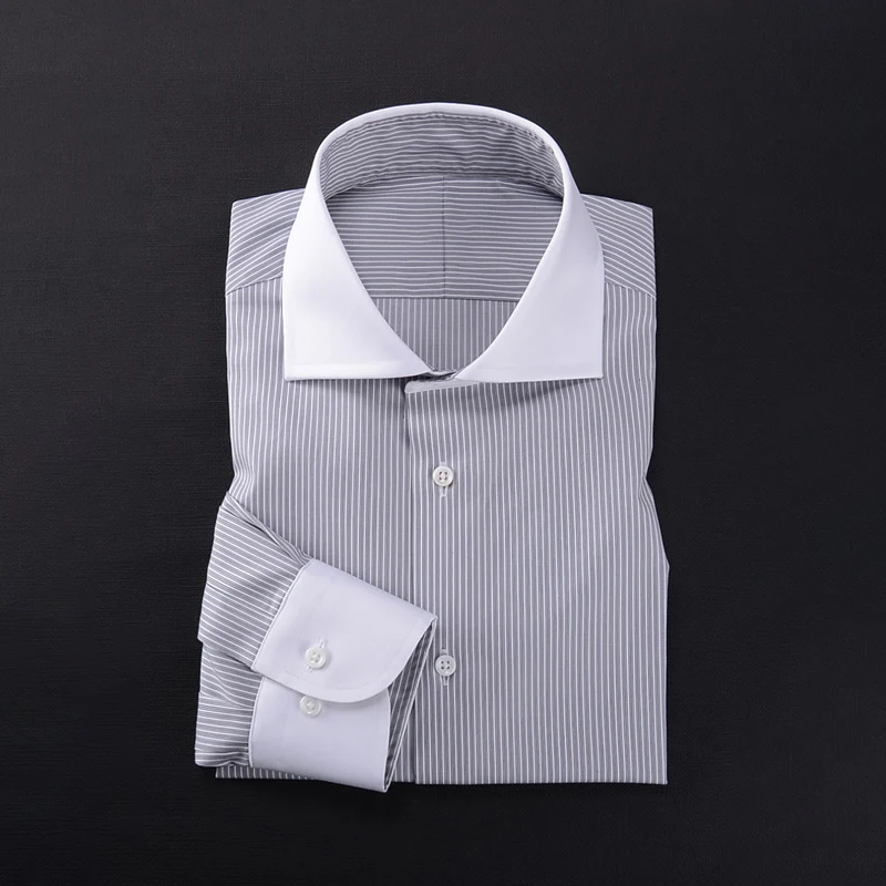 High quality Windsor collar men\'s long sleeved shirt high count long staple cotton business elite slim fit fashion shirt men