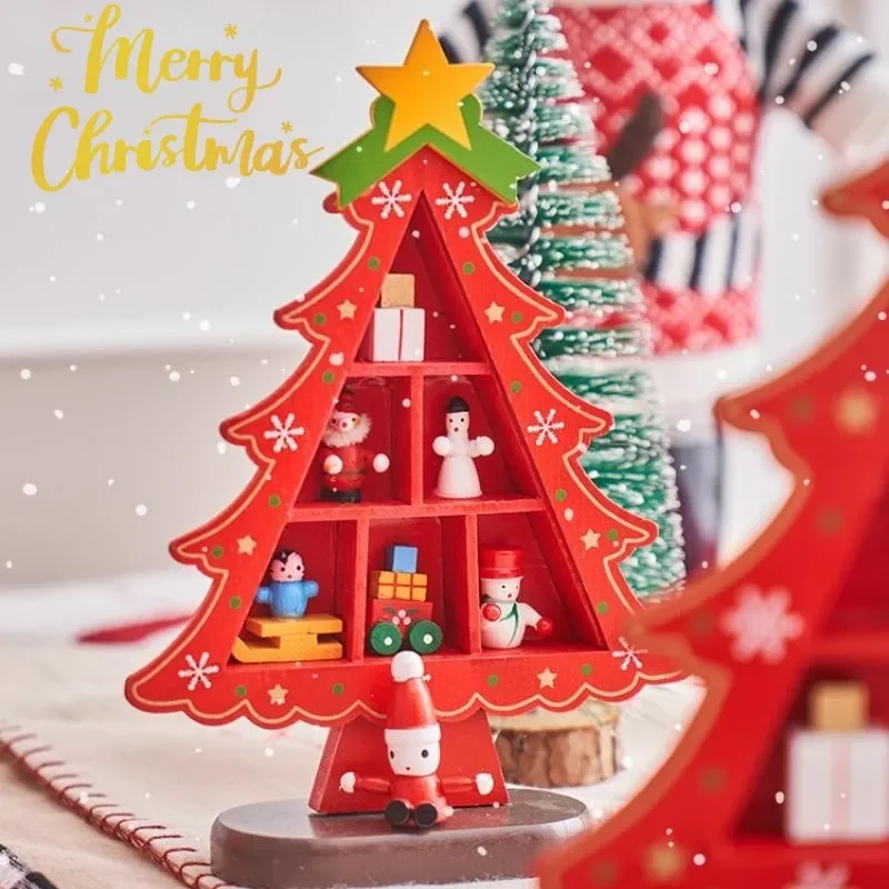 DIY Wooden Christmas Tree Ornament, Desktop Display Prop for Window Shop Mall, Holiday Home Decoration Gift