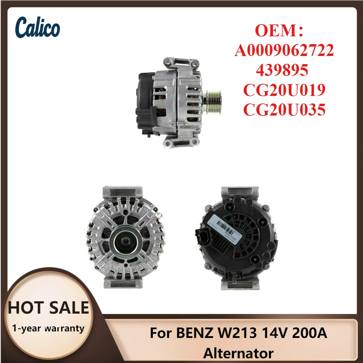 

Premium Grade Suitable for BENZ W213 14V 200A Alternator A0009062722 439895 CG20U019 CG20U035