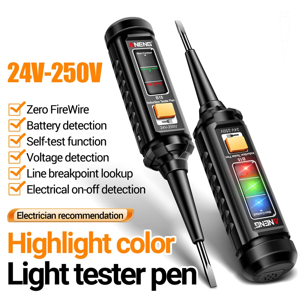 ANENG B15 Induction Teste Pen Highlight Color Light Professional AC Voltage Detection Electrician Screwdriver Testing Tools