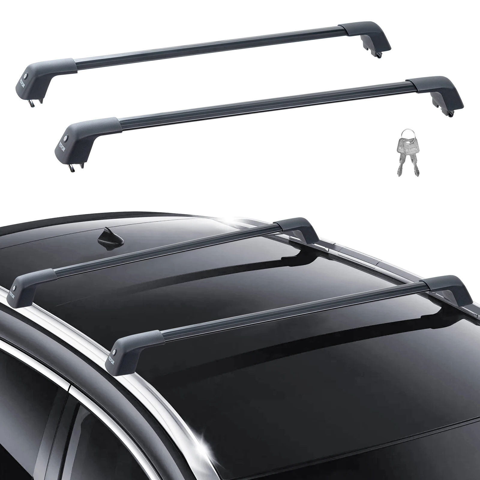 SucceBuy Universele imperiaal Cross Bar Aluminium imperiaal Crossbar Fit gegroefde zijrail zonder opening Verstelbare dwarsbalk voor bestelwagen - afbeelding 2
