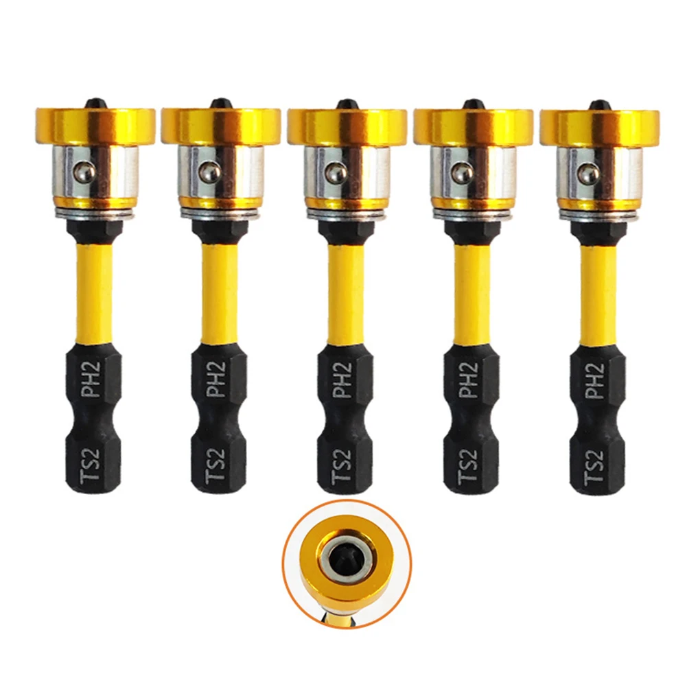 5pcs 50mm Positioning Screwdriver Bit Removable Aluminium Magnetic Ring Limit Plaster Positioning Wrench Hex Drill Bits Parts