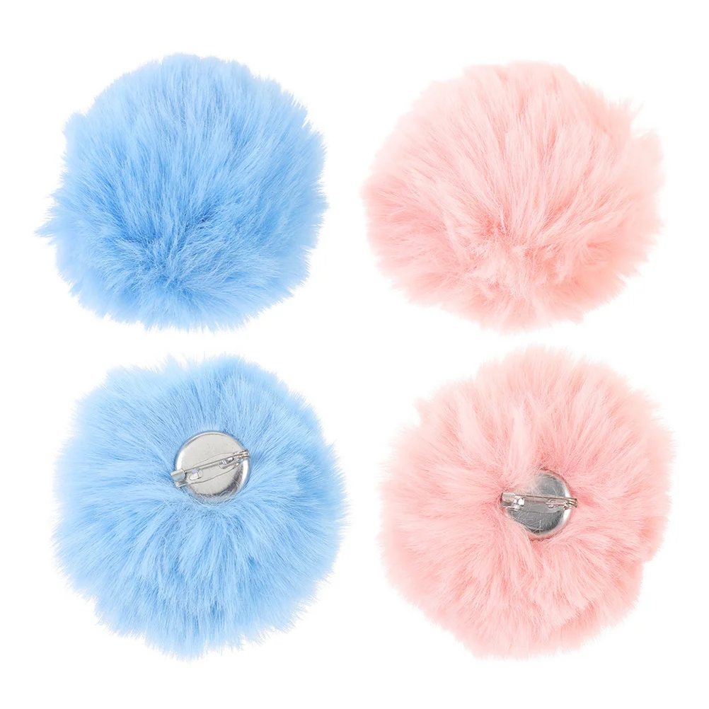 

4Pcs Stylish Faux Rabbit Hair Ball Pins Decorative Brooches for Clothing Hats DIY Fashion Enhancement Detachable Craft Ornament