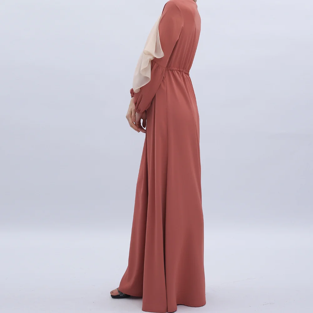 Modest Muslim Plain Dresses Moroccan Caftan Woman Dubai Luxury Kaftan Eid Ramadan Pink Islamic Arabe Abaya Robe femme musulmane