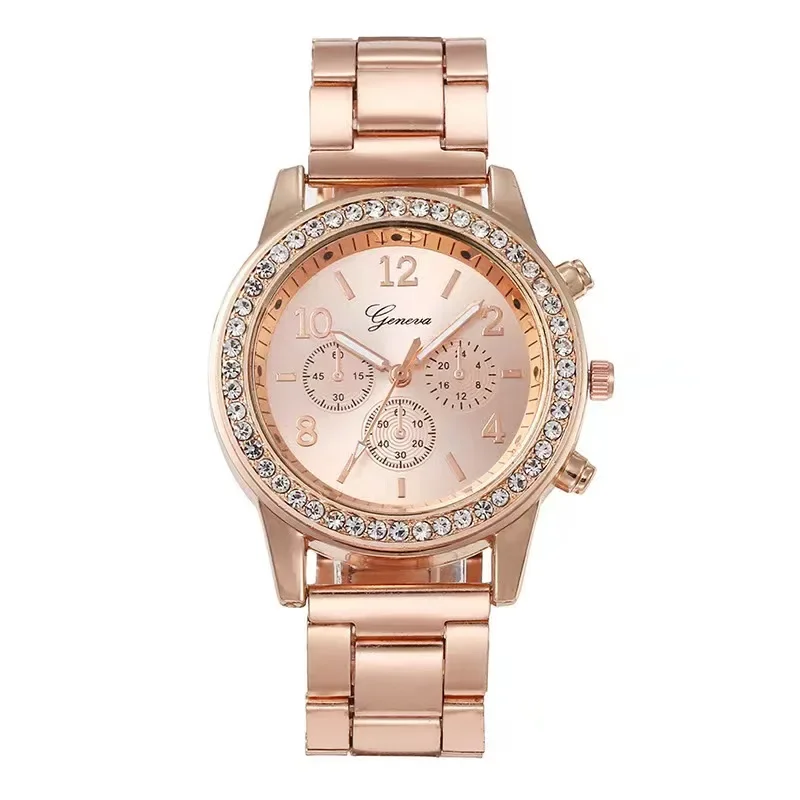 New popular fashion diamond studded three eye quartz watch, fashionable business casual minimalist scale women\'s watch