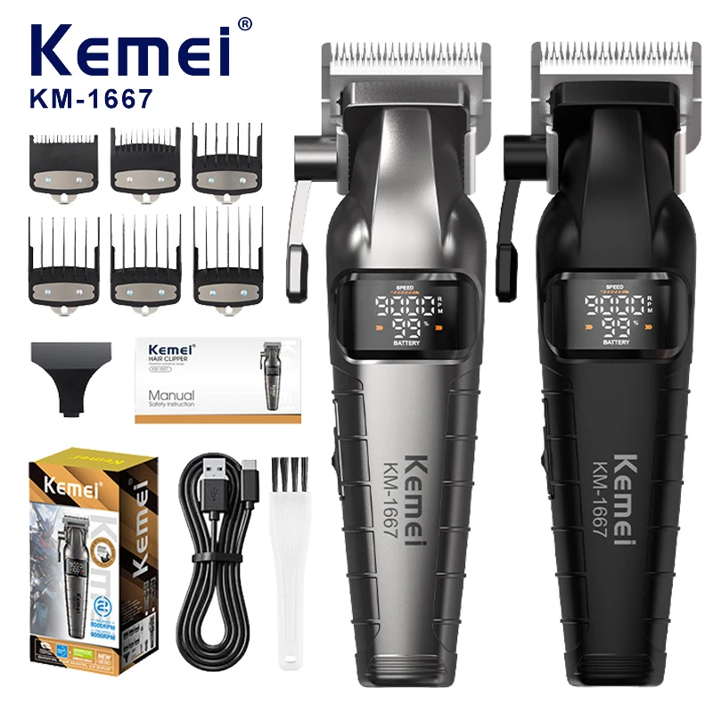 Kemei KM-1667 Trimmer Professional 10W 9000RPM Motor Recharg