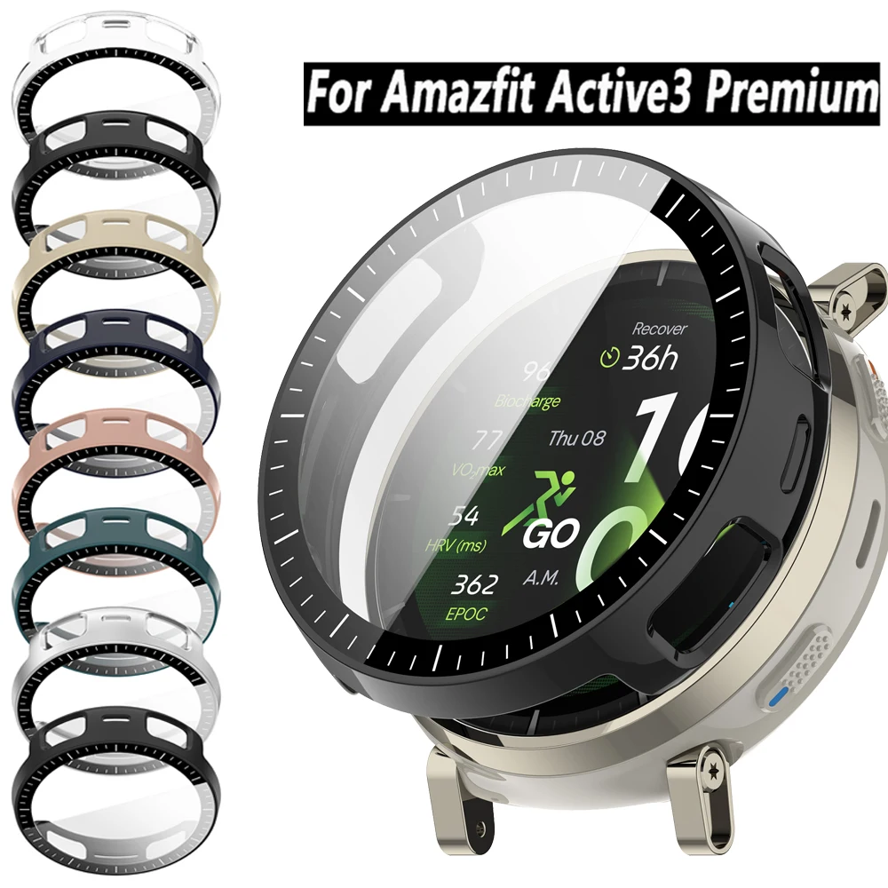 

Watch Case Protective Cover for Huami Amazfit Active3 Premium Hard PC Frame Glass Full Coverage Cases Shell Accessories