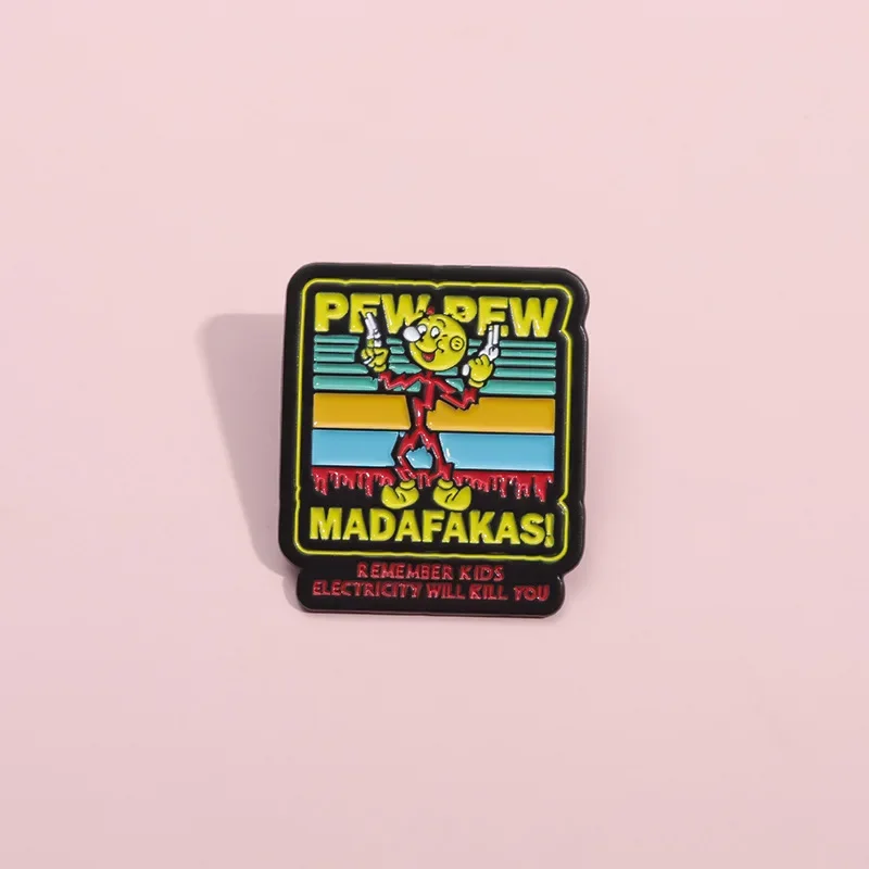 Pew Pew Madafakas Duck With Guns Enamel Pins Cartoon Animal Brooches Lapel Badges Punk Jewelry Gift For Kids Friends Wholesale