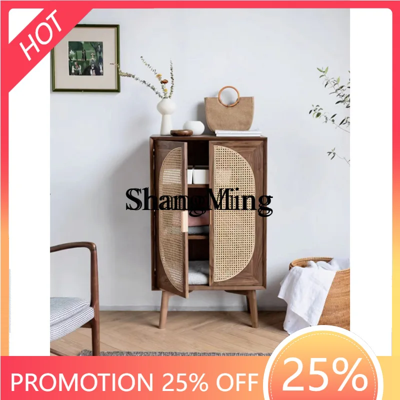 

SM household new Chinese rattan locker Zen antique tea cabinet solid wood furniture