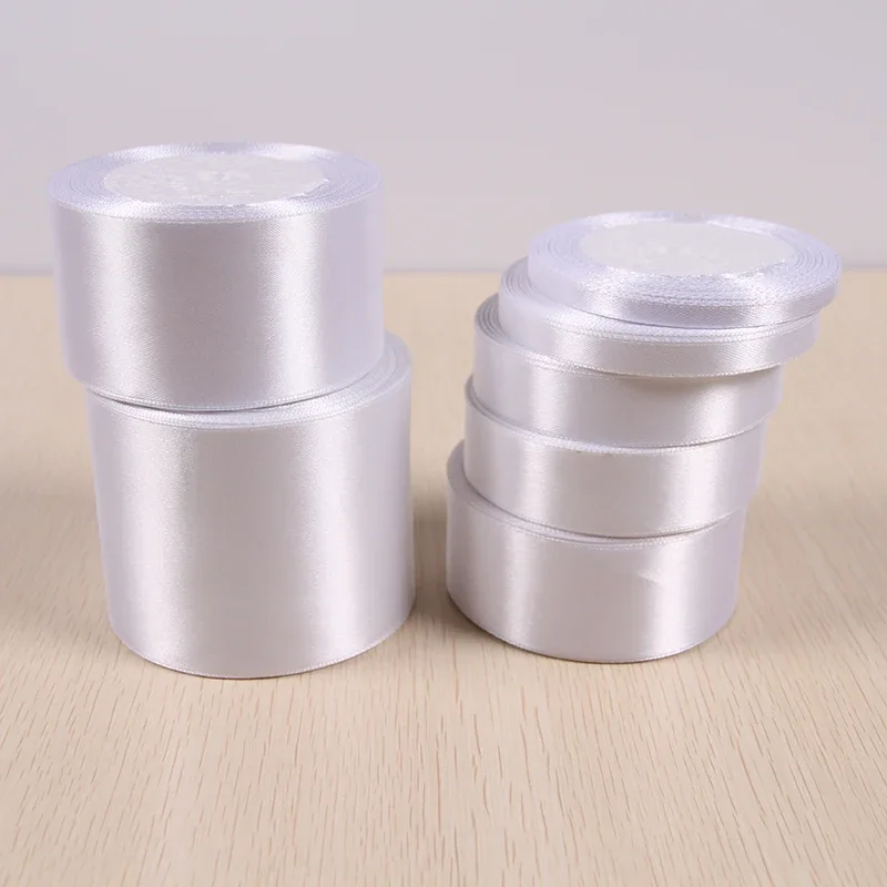 6mm 10mm 15mm 20mm 25mm 40mm 50mm Weiße Satinbänder Weihnachten Hochzeit Party Dekoration Geschenkverpackung Bänder 22 Meter/Rolle