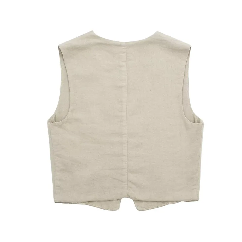 

Модный женский комплект из смеси льна с жилетом и брюками, лето 2023, хлопчатобумажная ткань, женская одежда Sli, студенческий orm Work ...