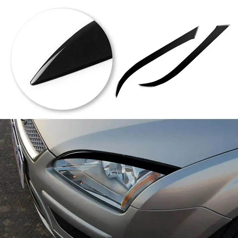 For Ford Focus 2005 2006 2007 2008 2pcs Piano Black Car Accessories Front Headlight Eyebrows Eyelid Lids Lamp Cover Sticker Trim