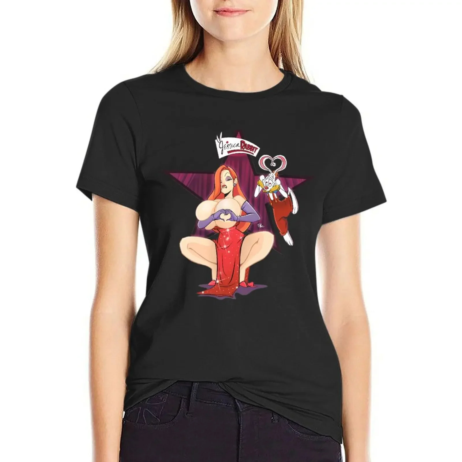 

Jessica rabbit #Boobheartchallenge T-Shirt customs design your own sports fans animal print anime clothes ariat shirts for Women