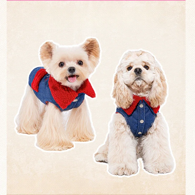 Yorkshire Dog Jacket Winter Warm Dog Jeans Clothing for Small Medium Dogs Pet Coat Cocker Spaniel Costume Bichon Dog Vest