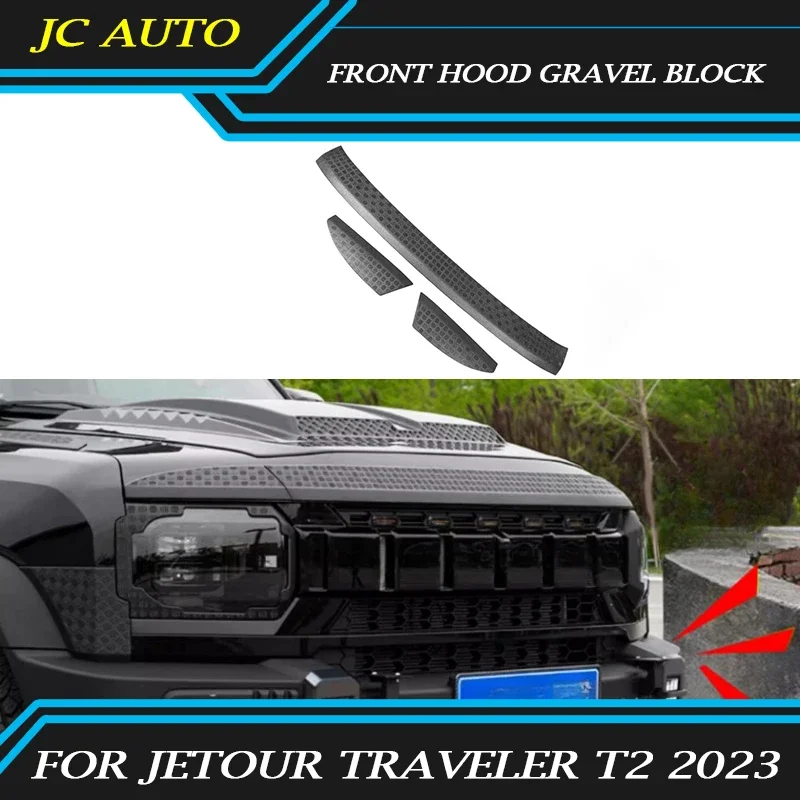 Fit for JETOUR Traveler T2 2023-2024 Car Front Hood Gravel Block Modified Challenger Kit Car Exterior Decoration Accessories