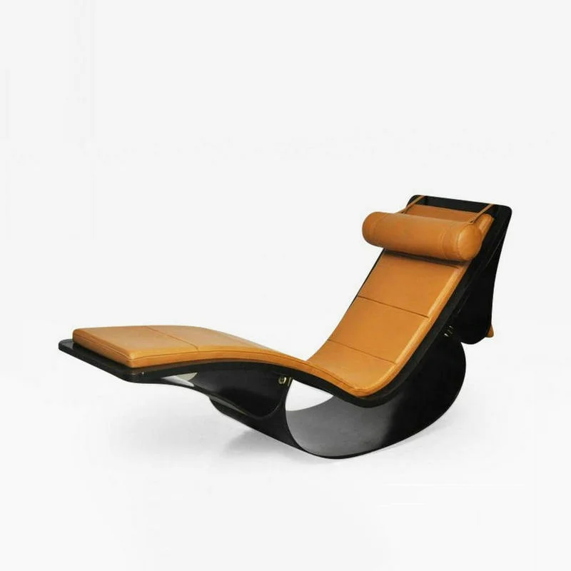Chaise longue à bascule au design italien moderne, confortable, en cuir, pour la maison, l'appartement, l'hôtel, le jardin extérieur